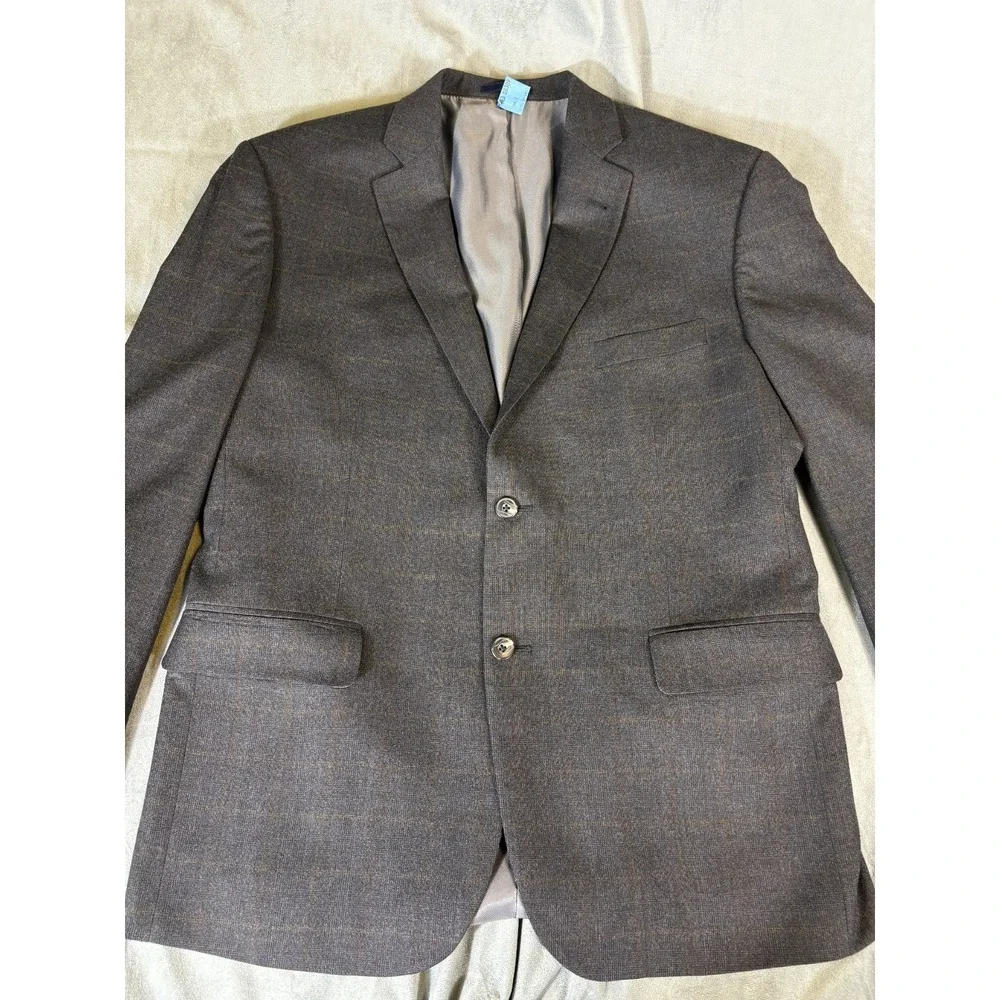 Jos A Bank Mens Gray Plaid 100% Wool Blazer 46R 1905 Jacket Tailored Fit